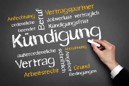 Kündigung auf einer Tafel geschrieben